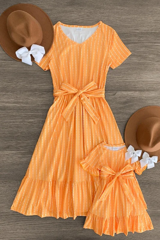 End of Season Sale Mom & Me - Mustard Stripe Ruffle Dress