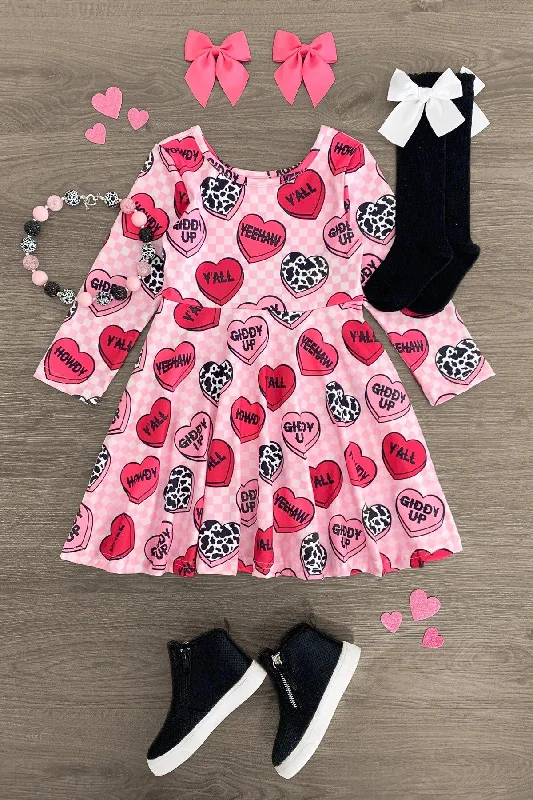 Affordable Fashion Clothing For Women Pink Cowgirl Candy Hearts Dress