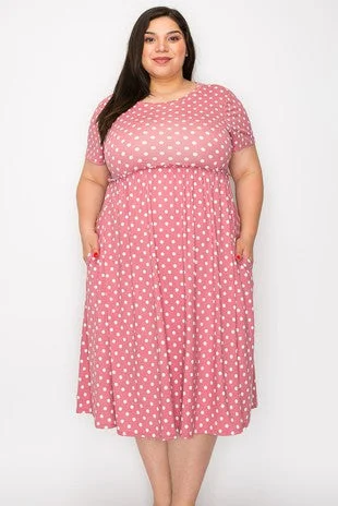 Clothing Sale Light Heathered Red Polka Dot Dress