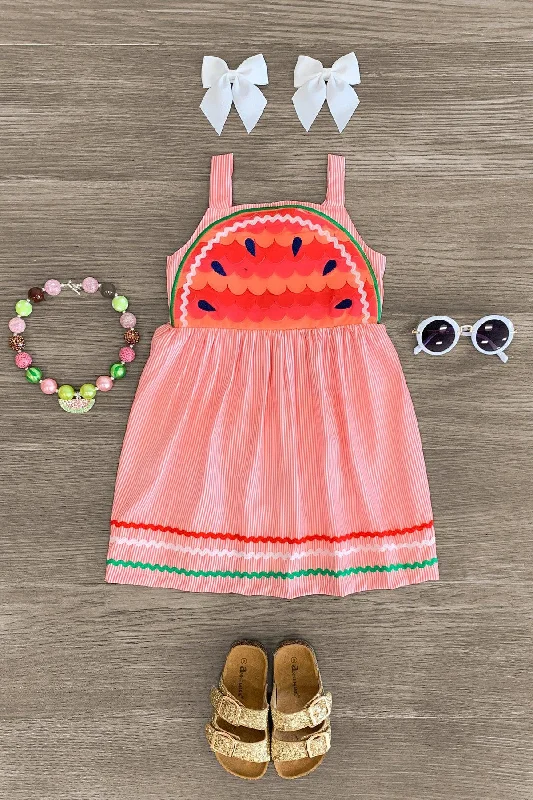 Current Trends Coral Stripe Watermelon Tank Dress