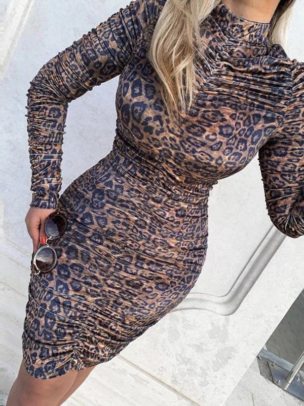 Women's Clothing For Outdoor Activities It's Time Bae Leopard Print Dress - Black