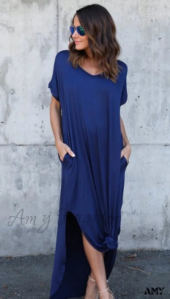 Women's High Street Fashion Amy Fashion - Casual Short Sleeve Maxi Long Dress