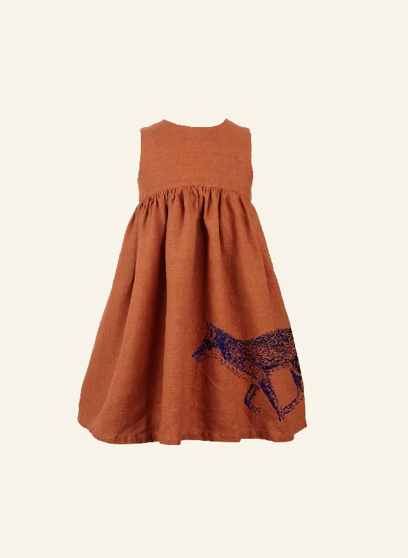 Best Online Women's Boutiques Rosie Children's Dress - Rust Fox | Linen