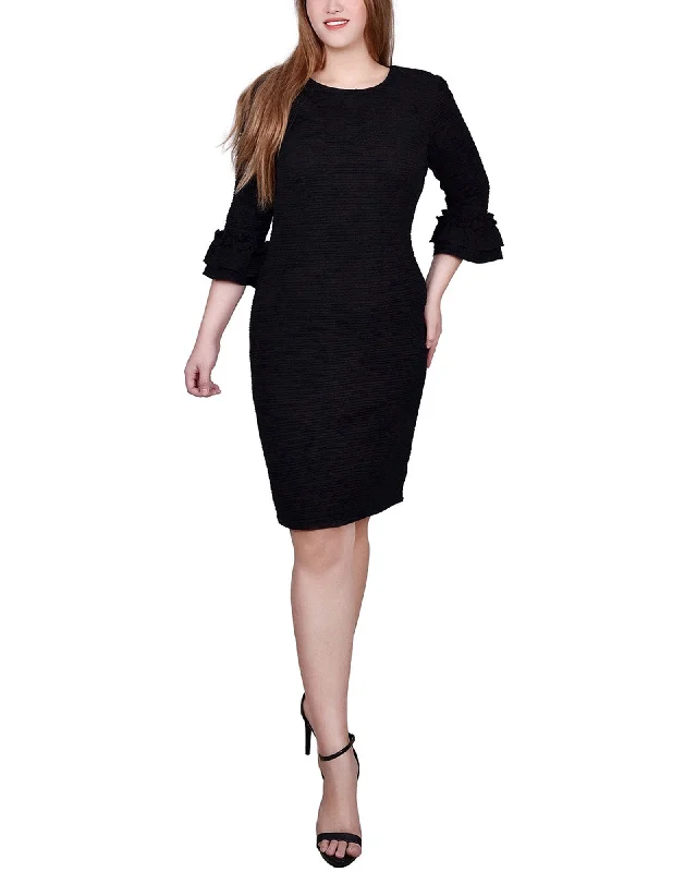 Women's Outfit Petite 3/4 Sleeve Textured Knit Dress