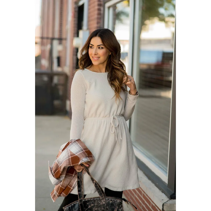 Minimalist Style Simple Tie Sweater Dress