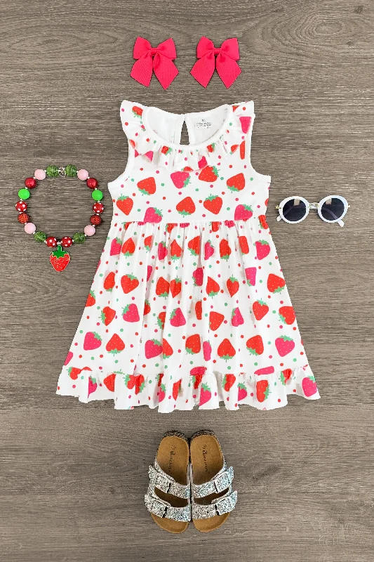 Best Online Women's Boutiques Strawberry Ruffle Tank Dress