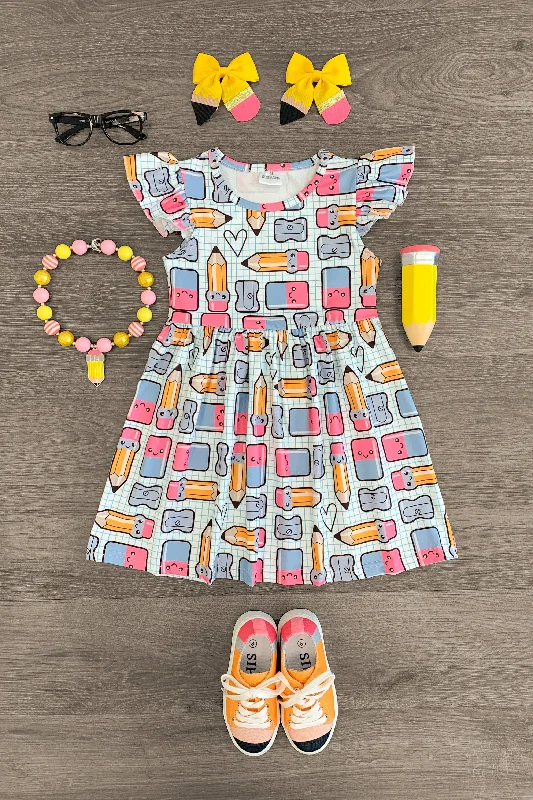 Women's Everyday Clothes Happy School Supplies Heart Dress