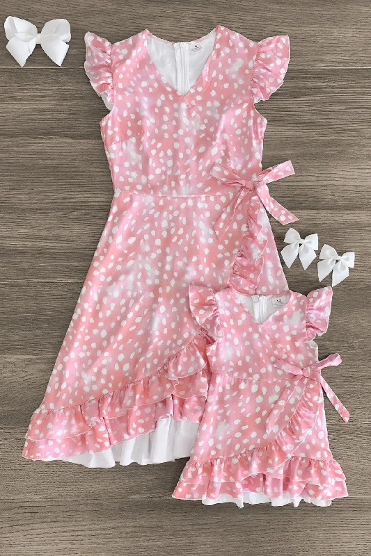 Women's Tailored Outfit Mom & Me - Peachy Pink Ruffle Dress