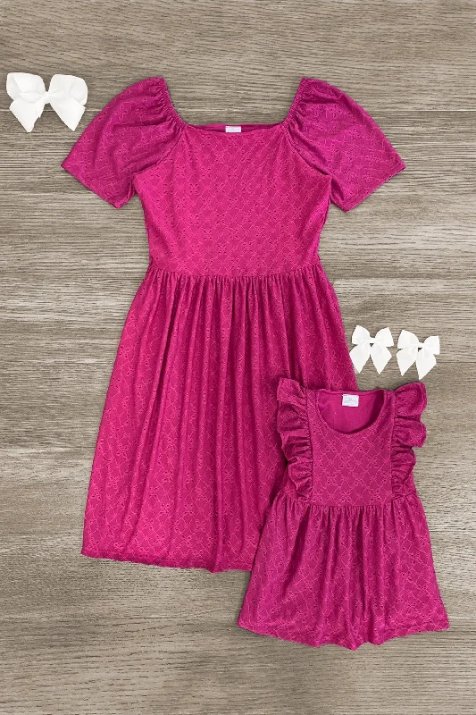 Discount Store Mom & Me - Plum Eyelet Dress