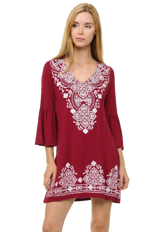 Preppy Style PSFU Burgundy Lace Lattice Shirt Top / Dress