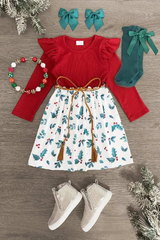 Modern Casual Clothing Red & White Holly Dress