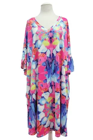 Women's Online Boutique Gorgeous Dress Pink Blue Tiedyesque Dress