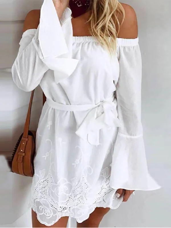 Women Wear Boutique Off The Shoulder Short White Dress