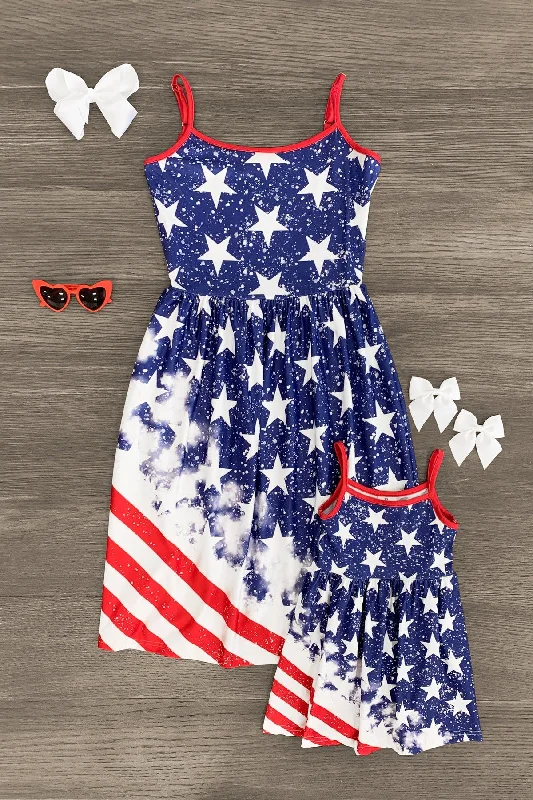 Women's Professional Outfit Mom & Me - Patriotic American Flag Tank Dress