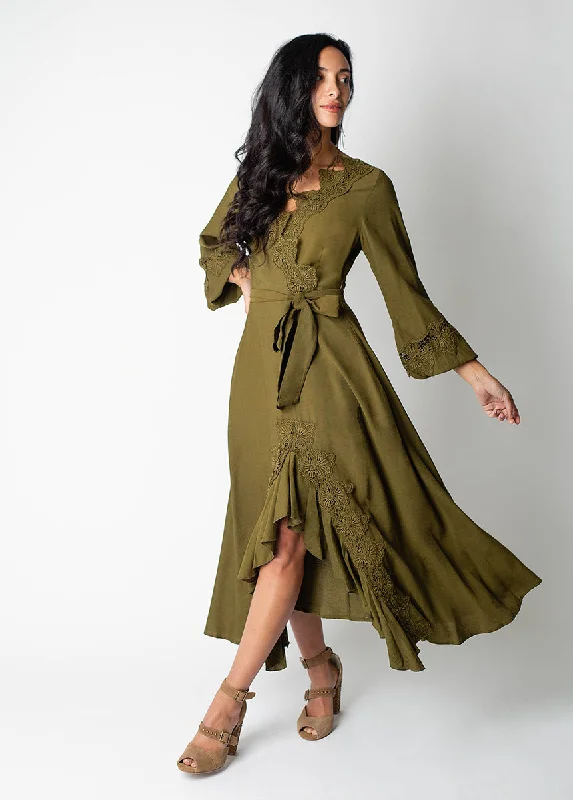 Elegant Women's Clothing Online Felicite Dress in Army Green