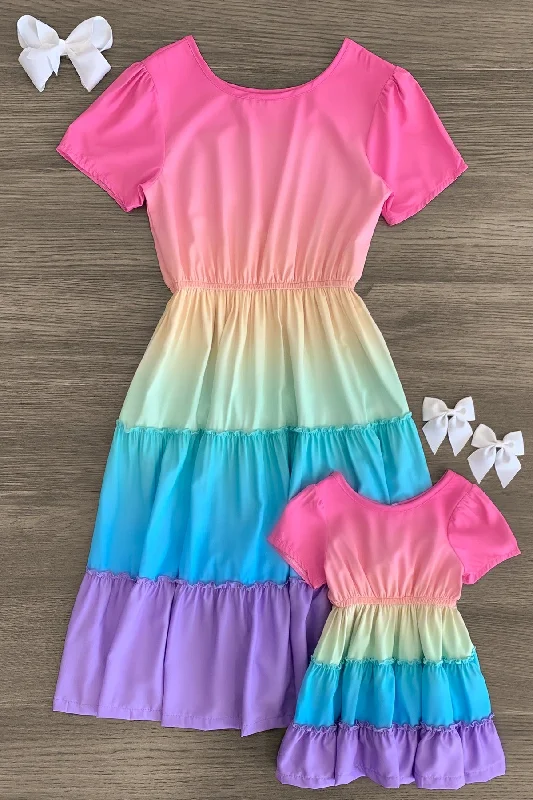 Plus Size Women's Fashion and Clothing Mom & Me - Rainbow Tiered Dress