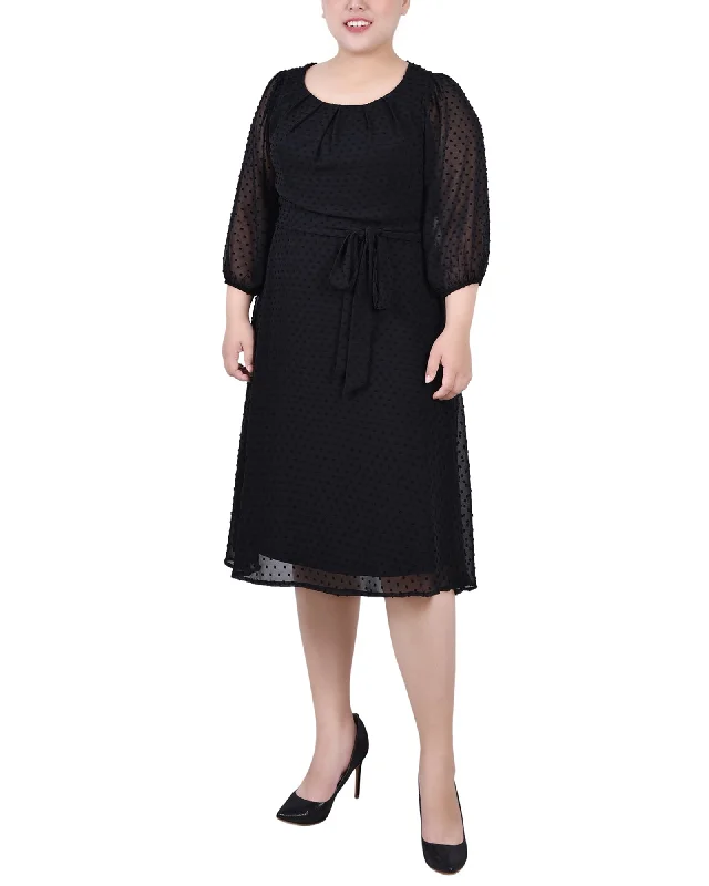 Women's Clothing Outfit Set Plus Size 3/4 Sleeve Clip Dot Dress