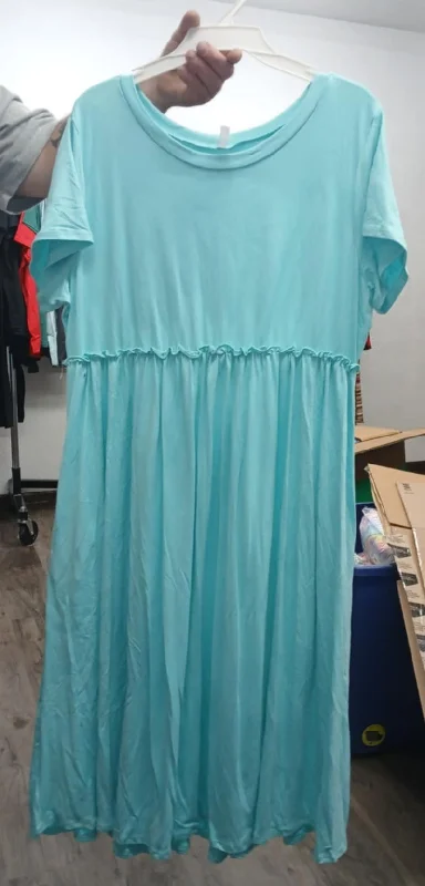 Women's Elegant Clothing Sets All Light Blue Green Teal Ruffled Middle Dress