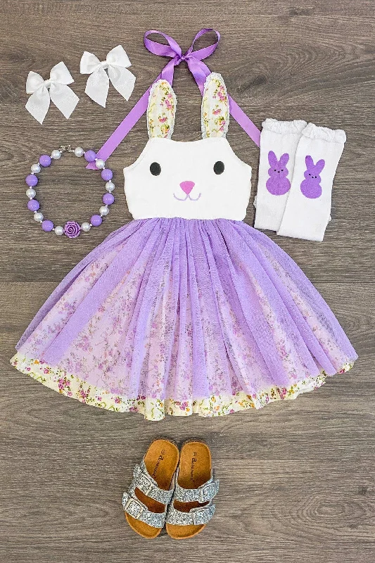 Sporty Streetwear Purple Bunny Halter Tutu Dress