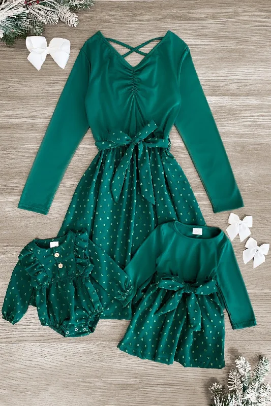 Clothing Brands Mom & Me - Green Swiss Dot Dress