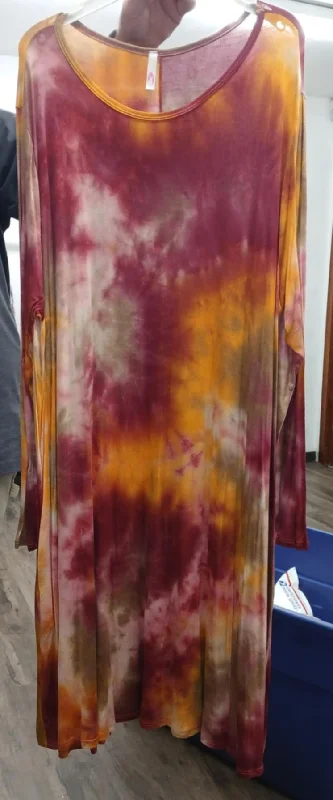 Women's Party Clothes Red Orange Tie Dye Dress