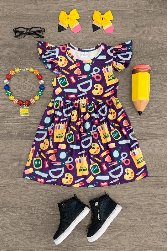 Elegant Clothing Purple School Supplies Dress