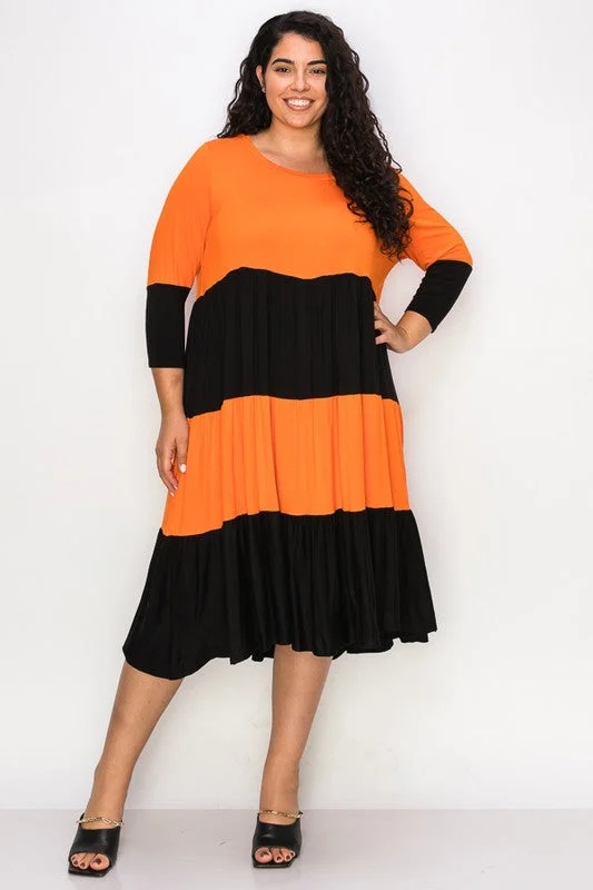 Extreme Clearance Deals PSFU Orange and Black Tiered Dress Awesome Halloween Dress