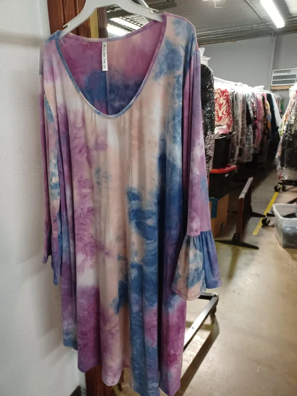 Edgy Fashion PSFU Tie Dye Dress w Bell Sleeves