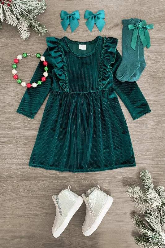 Outfits Ideas Velvet Glitter Ruffle Dress