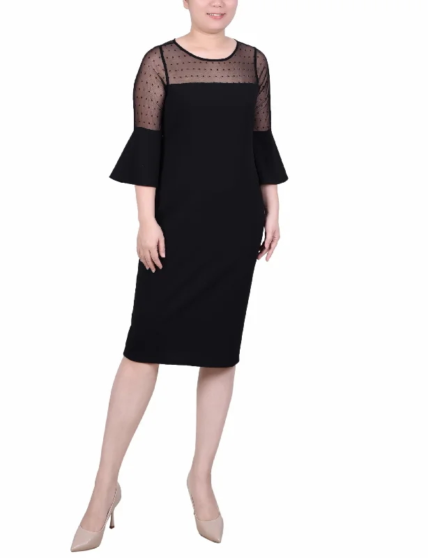 Comfortable Clothes Illusion Neck Scuba Dress