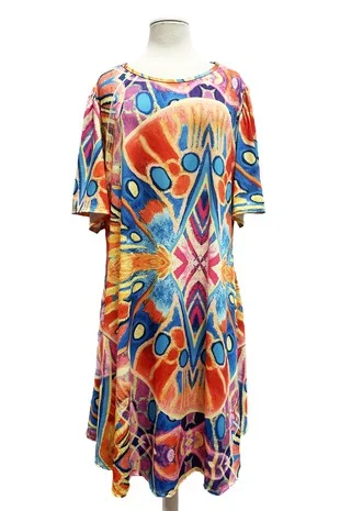 Affordable Women's Fashion Bright Tribal Gorgeous Printed Dress w Pockets