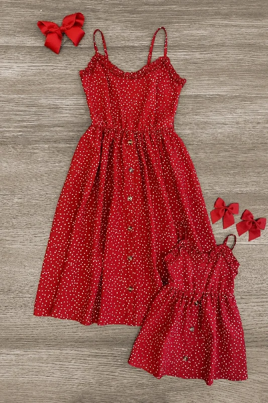 Women's Active Outfit For Fitness Mom & Me - Red Polka Dot Dress