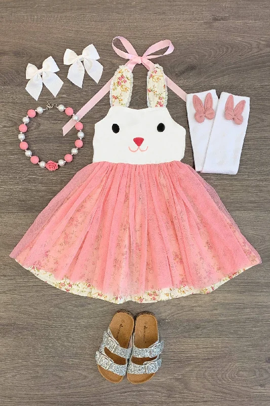 Business Casual Outfits Pink Bunny Halter Tutu Dress