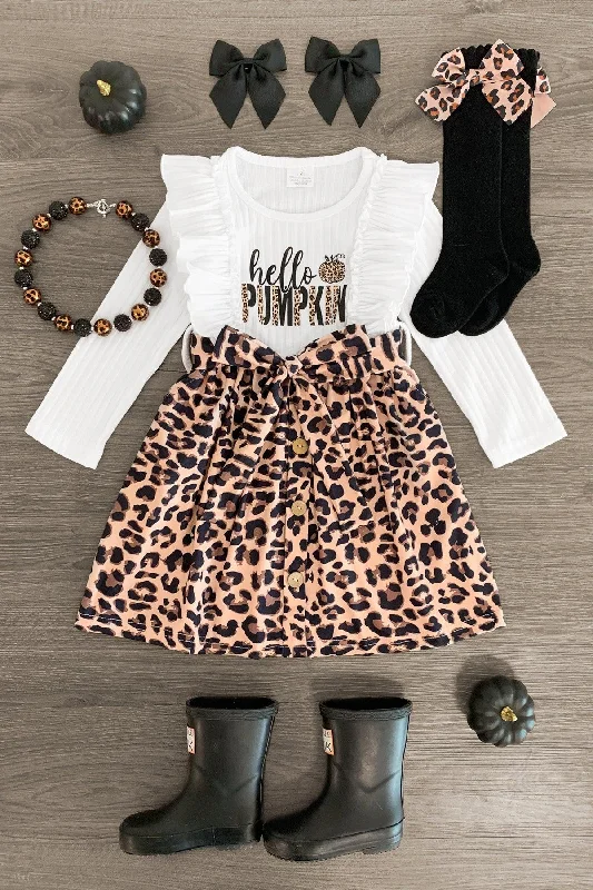 Sale Clothes Online "Hello Pumpkin" Leopard Pocket Dress