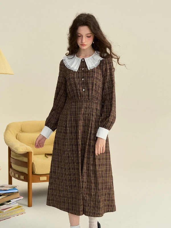 Sale On Sale 【Final Sale】Jessica Retro Round Neck Plaid Dress