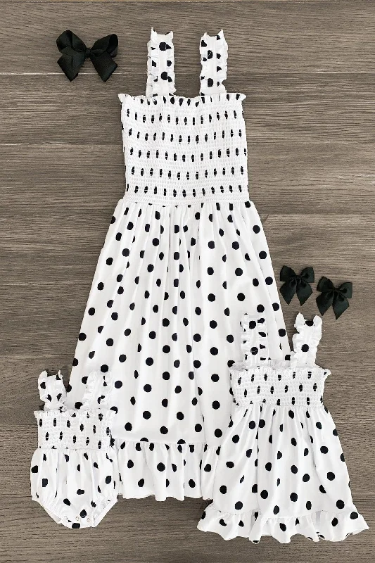 Classic Clothes For Women Mom & Me - White Polka Dot Ruffle Dress