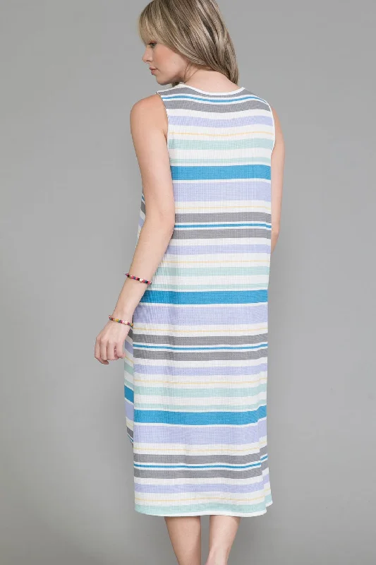 Current Trends PSFU Blue Striped Tank Dress w Bottom Know