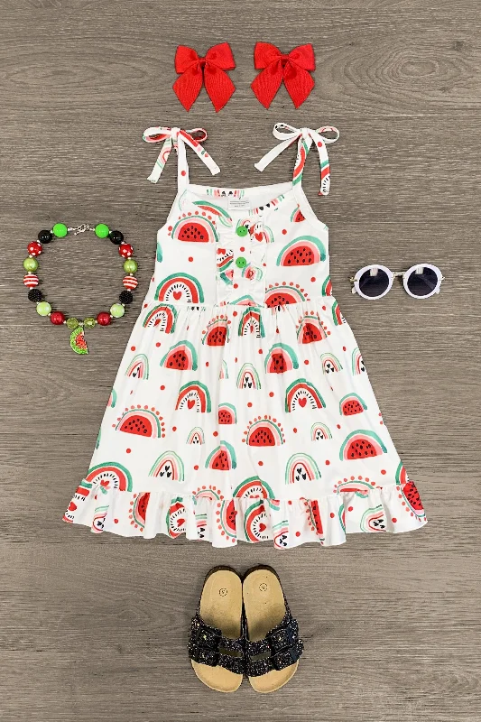 Women's Street Style Casual Wear Watermelon Rainbow Tie Tank Dress