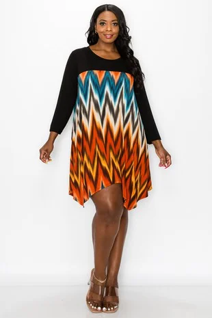 VIP Member Discount PSFU Black Upper with Chevron Multi Color Bottom Shirt Top or Dress