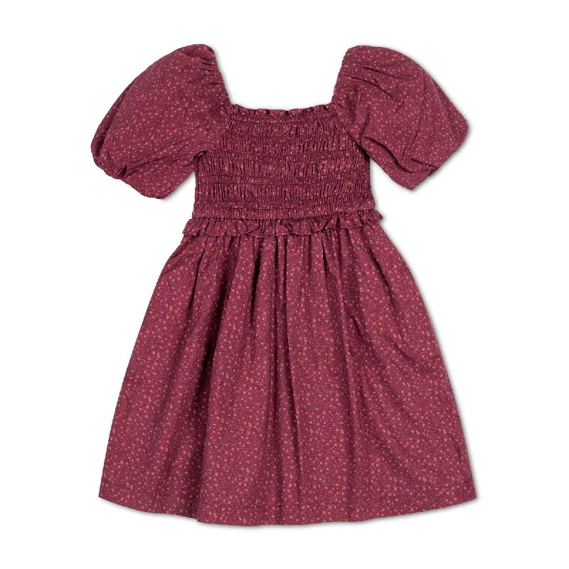 Boho Chic Fashion Organic Smocked Bubble Sleeve Dress - Baby