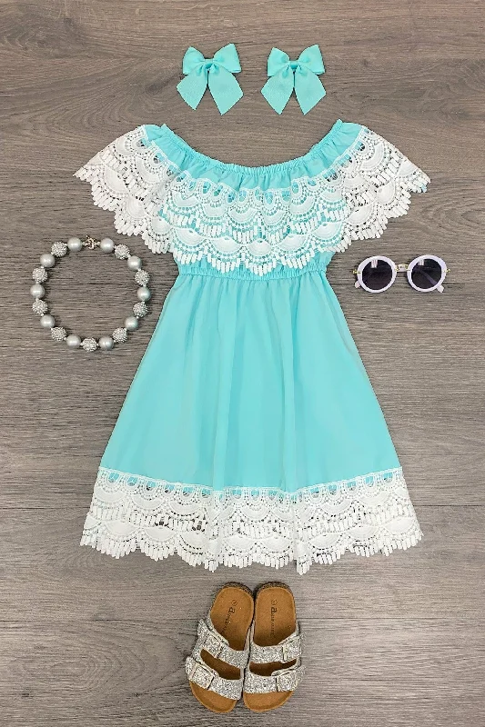 Women's Casual Wear Clothing Sky Blue & Lace Dress