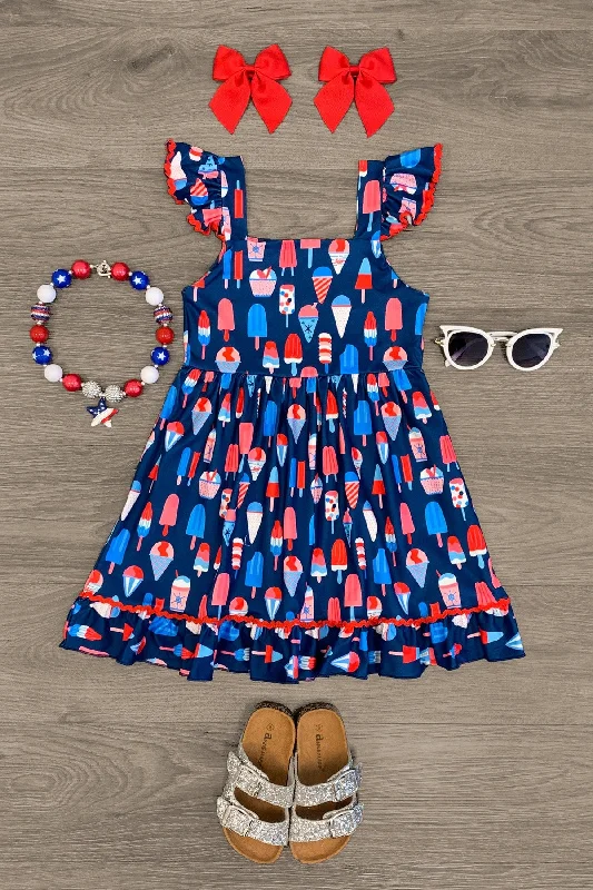 Plus-Size Women's Clothing Red White & Blue Ice Cream Dress