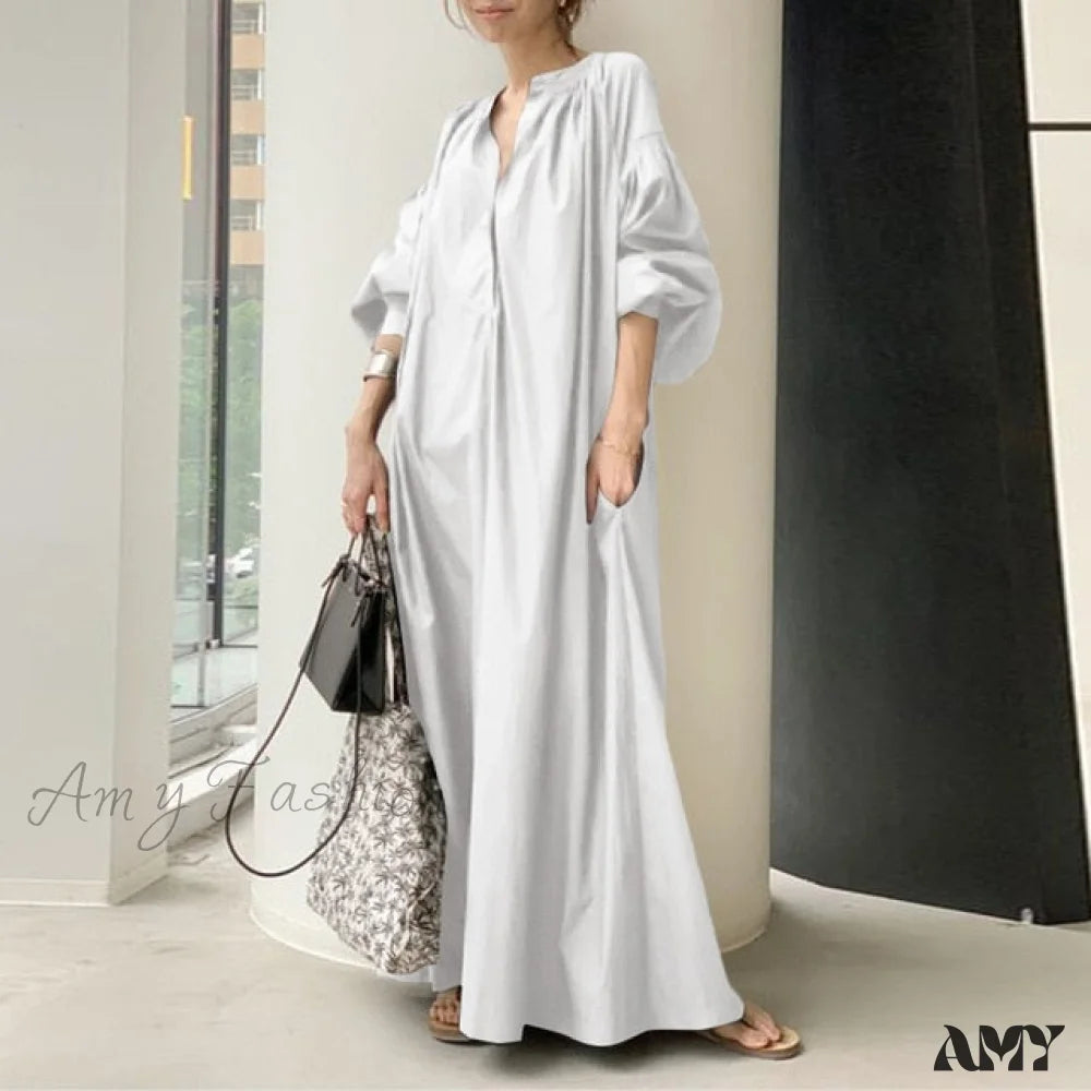 High-Quality Women's Fashion Dresses Amy Fashion - Casual Lantern Sleeve Vestidos Dress