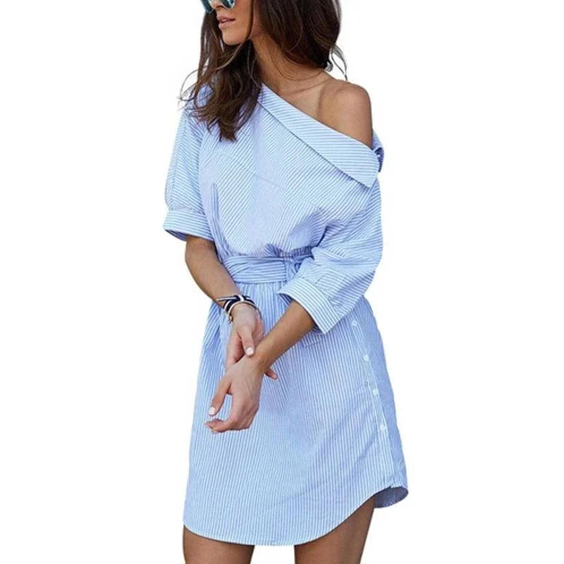 Women's Evening Clothes Mini Sexy Side Split Half Sleeve Beach Dress