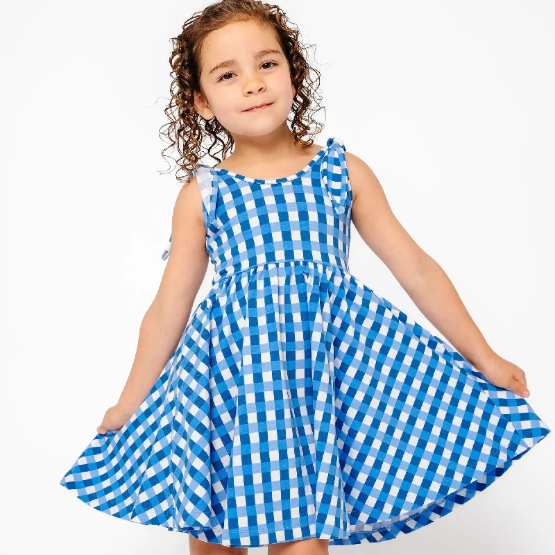 End Of Season Sale Clothing The Bow Tank Ballet Dress in Blue Lattice