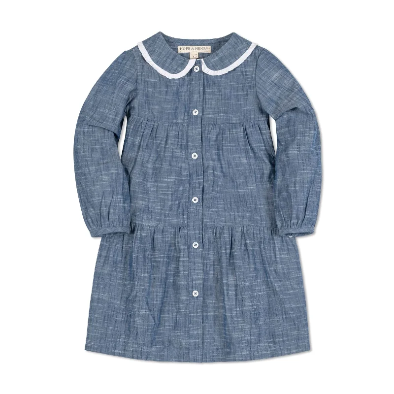 Women's Party Outfit Button Front Organic Chambray Dress - Baby