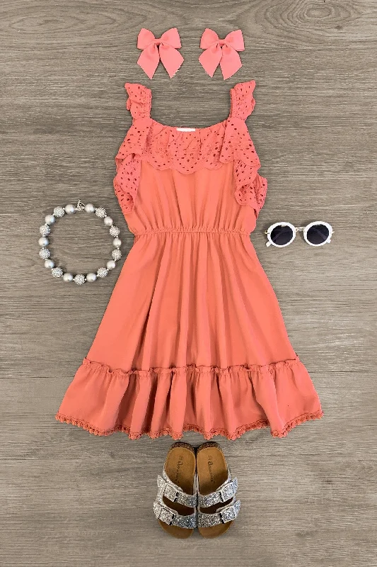 Evening Looks Rose Lace Ruffle Dress