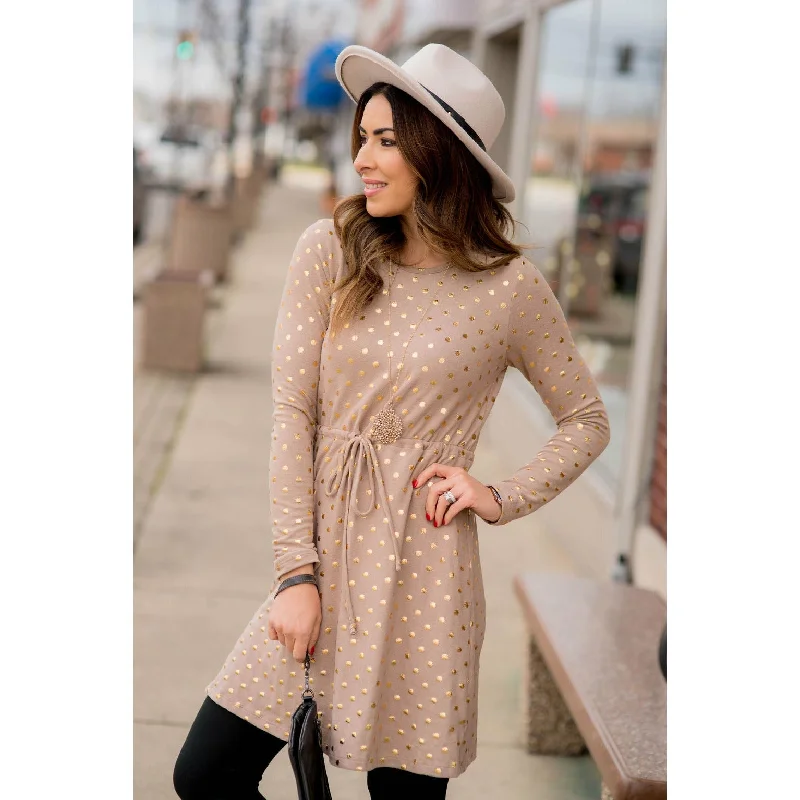 Casual Chic Metallic Dot Dress