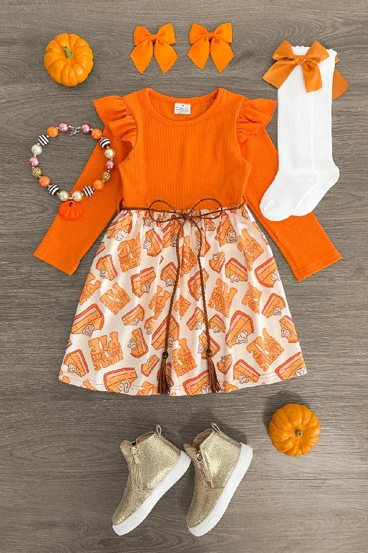 Holiday Special Offers "Here For The Pie" Orange Dress