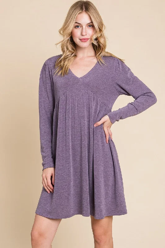 Stylish Women's Garments Purple Swing Dress